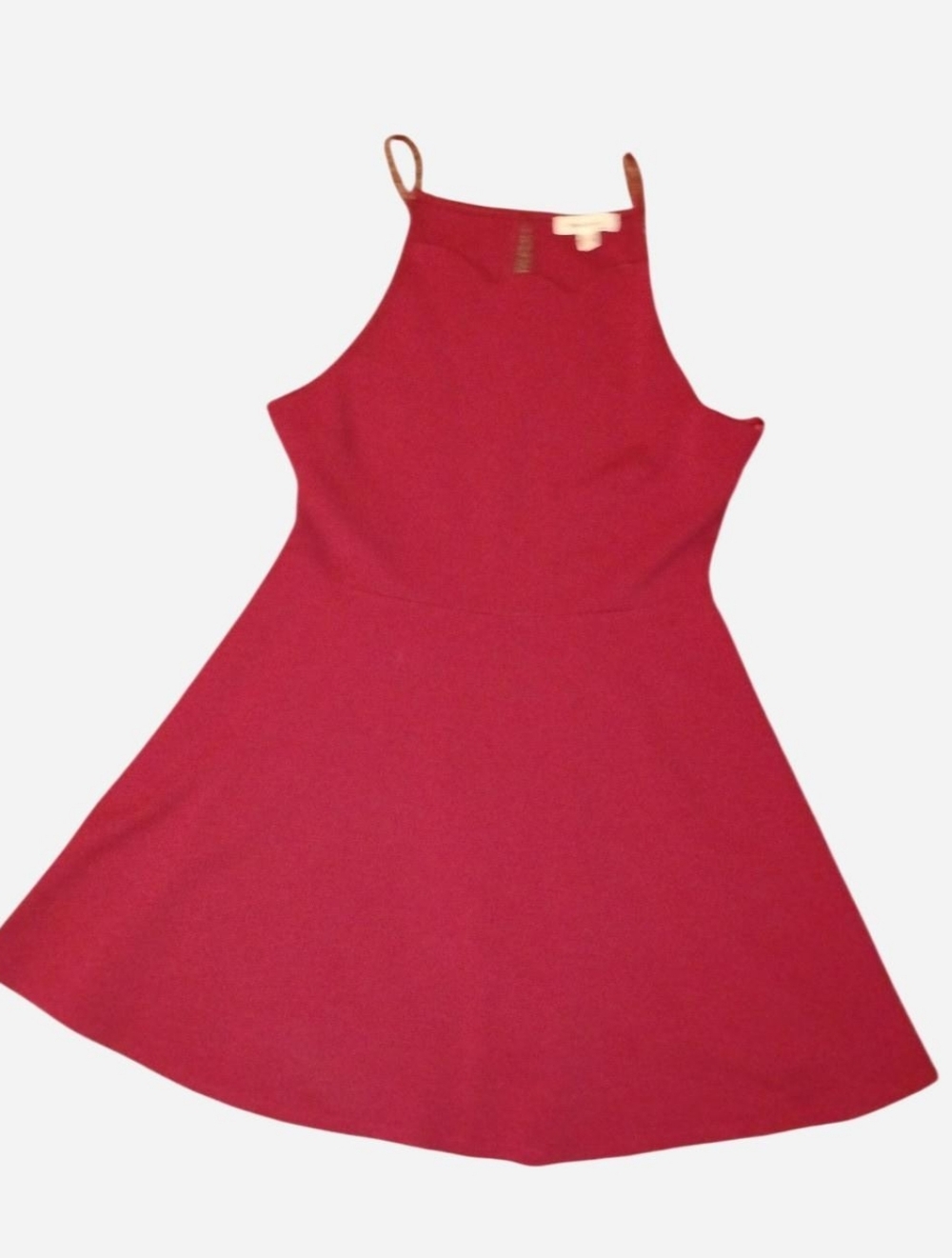 Monteau LA Cranberry Red Scalloped High Neck Skater Dress - Size L